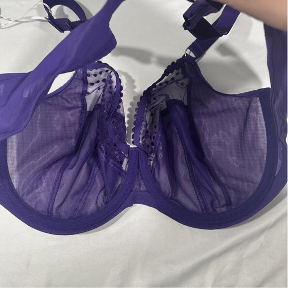 NWT$70 Elomi [ 42DDD ] Matilda Full Figure Underwire Plunge Bra Iris Purple 6218 - Picture 8 of 9